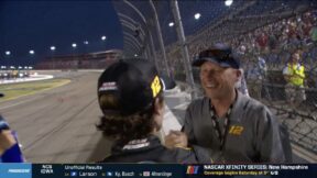 Ryan Blaney and his dad Dave Blaney sharing a moment