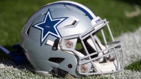 Cowboys helmet on the field