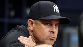 Aaron Boone glares ahead