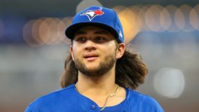 Bo Bichette in a Blue Jays cap