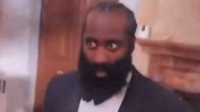 James Harden reacts to his girlfriend catching the bouquet