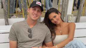 Jared Goff next to Christen Harper