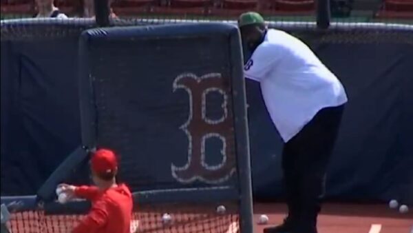 Kendrick Perkins taking batting practice