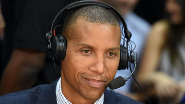 Reggie Miller announces an NBA game