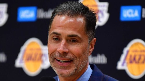 Rob Pelinka at a press conference