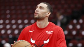 Zach LaVine warming up