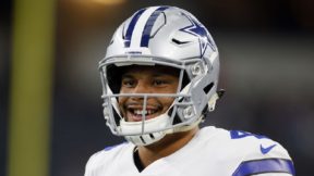 Dak Prescott in a Cowboys helmet