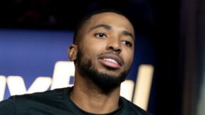 Mikal Bridges looking on