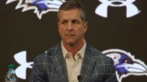 John Harbaugh at a press conference