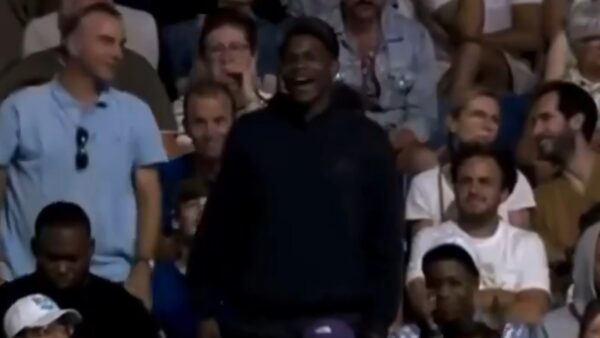 Anthony Edwards cheering in the stands