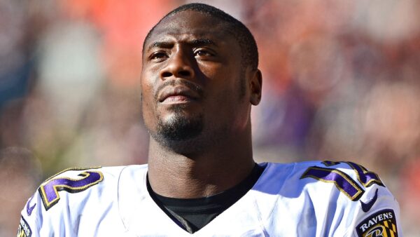 Jacoby Jones looks on