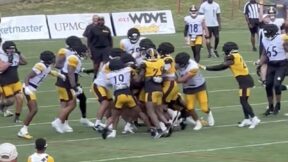 Steelers players fight during practice