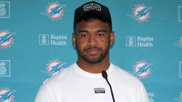 Tua Tagovailoa at a press conference