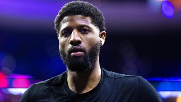 Paul George during warmups