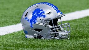 A Detroit Lions helmet