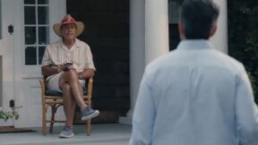 Nick Saban on the porch