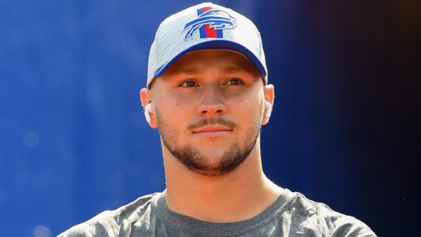 Josh Allen with a hat on