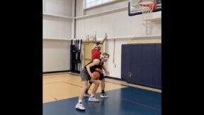 NBA player Gradey Dick playing blindfolded 1-on-1