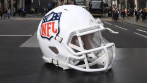 The NFL logo on a helmet