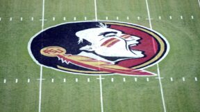 The Florida State logo on the field