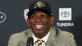 Deion Sanders smiling