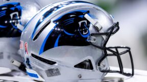 A Carolina Panthers helmet