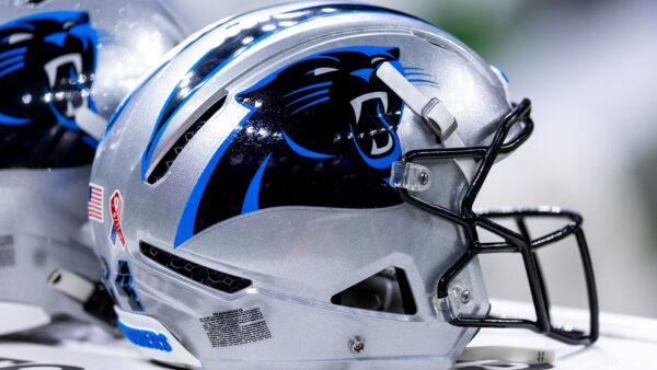 A Carolina Panthers helmet