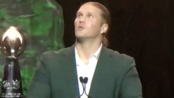 Clay Matthews delivers a speech