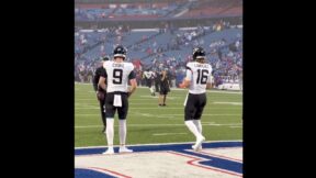 Trevor Lawrence wearing the black and white Jaguars uniform