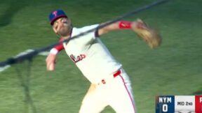 Bryce Harper throwing the ball into the stands