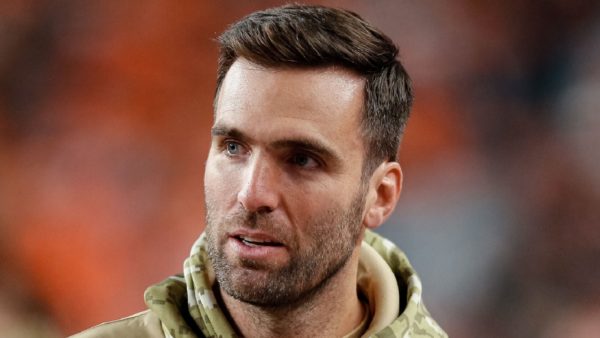 Joe Flacco in a hoodie